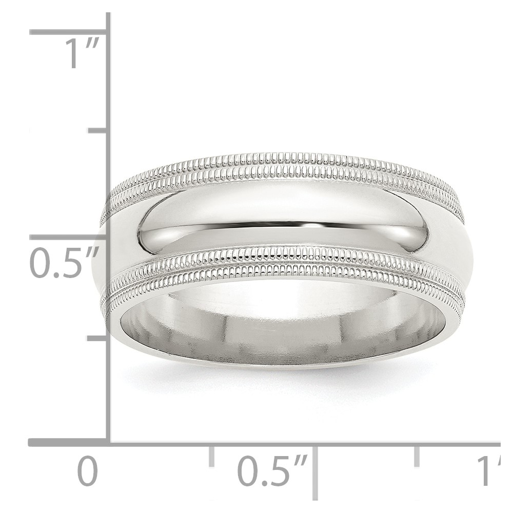 Sterling Silver 8mm Comfort Fit Double Milgrain Size 4 Band (QDMC080-4)