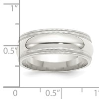 Sterling Silver 8mm Comfort Fit Double Milgrain Band view 3