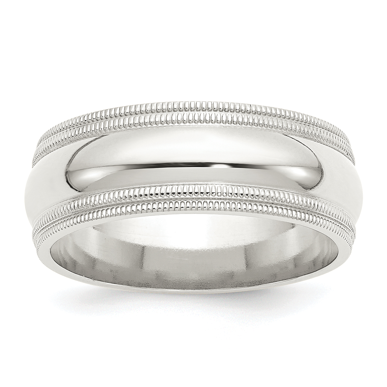 Sterling Silver 8mm Comfort Fit Double Milgrain Size 10 Band (QDMC080-10)