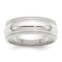 Sterling Silver 8mm Comfort Fit Double Milgrain Band view 1