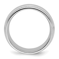 Sterling Silver Rh-plated 8mm Comfort Fit Double Milgrain Band view 2