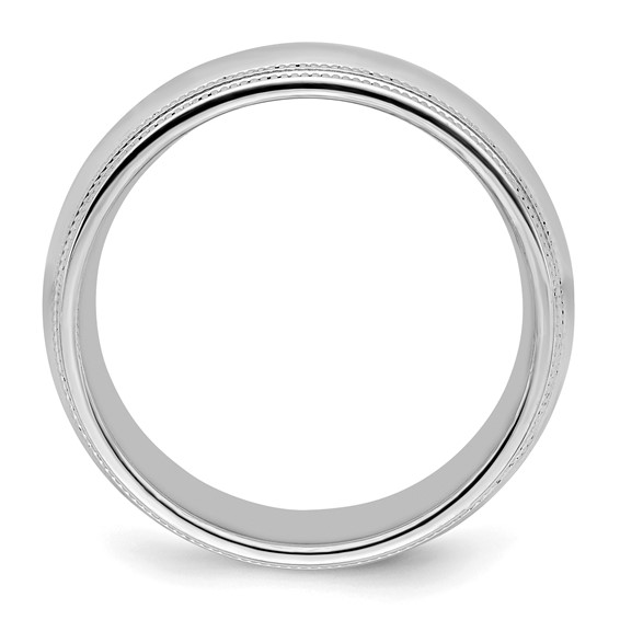 Sterling Silver Rh-plated 8mm Comfort Fit Double Milgrain Size 4 Band