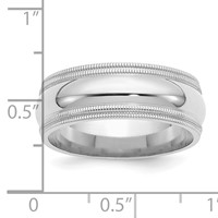Sterling Silver Rh-plated 8mm Comfort Fit Double Milgrain Band view 4