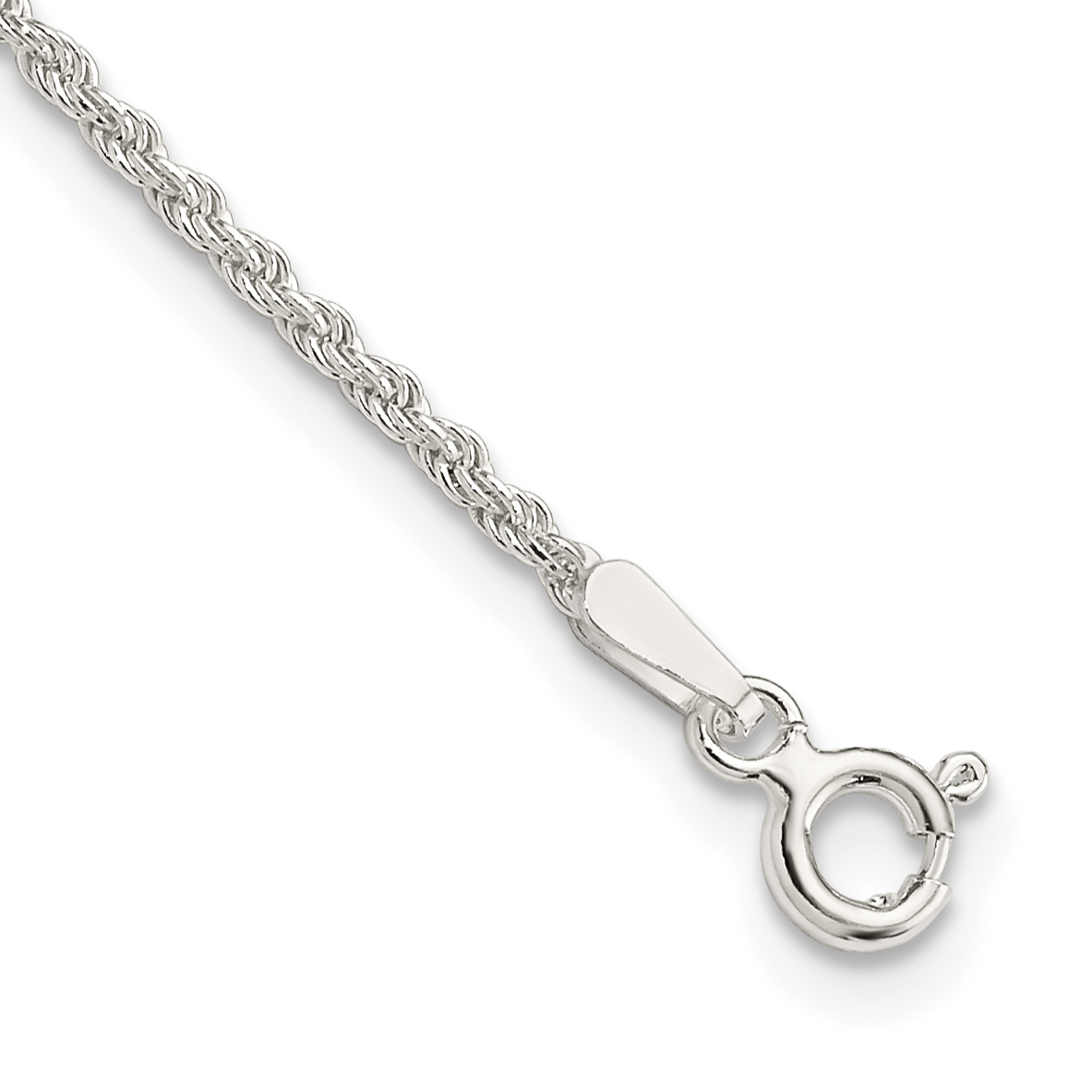 Sterling Silver 1.5mm Solid Rope Chain Anklet (QDR030-10)