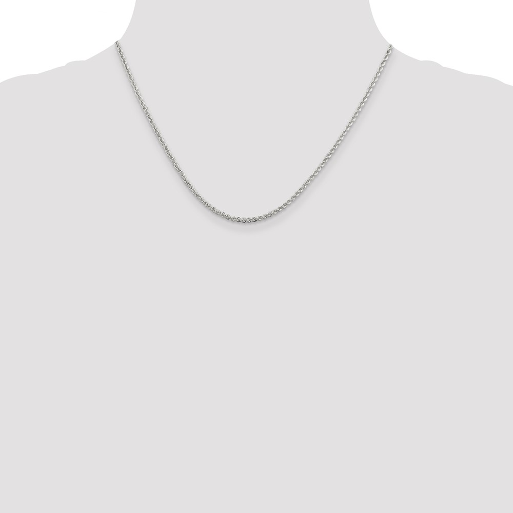 Sterling Silver Rhodium-plated 2.3mm Solid Rope Chain (QDR040R-18)