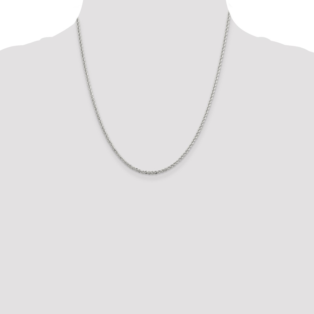 Sterling Silver Rhodium-plated 2.3mm Solid Rope Chain (QDR040R-20)