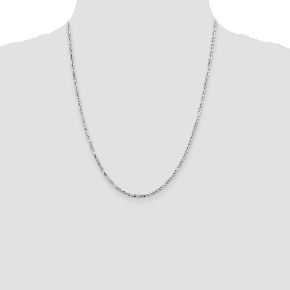 Sterling Silver Rhodium-plated 2.3mm Solid Rope Chain (QDR040R-22)