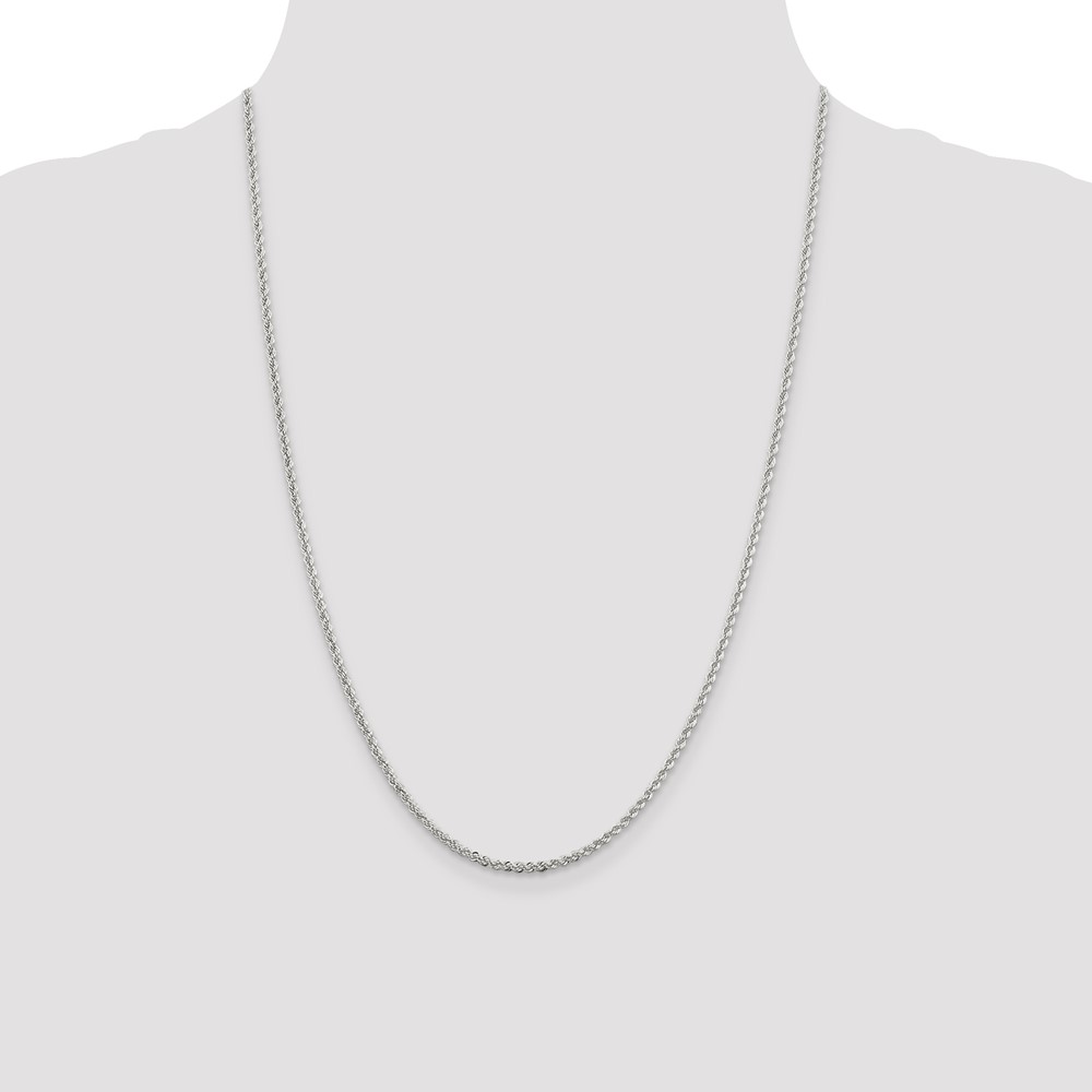 Sterling Silver Rhodium-plated 2.3mm Solid Rope Chain (QDR040R-24)