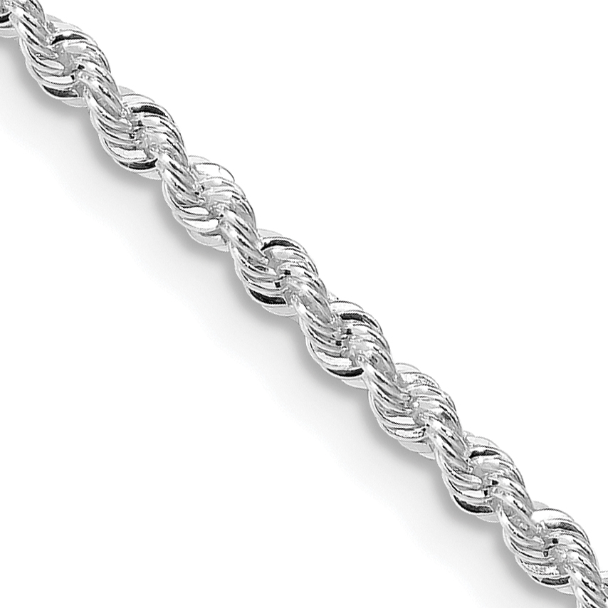 Sterling Silver Rhodium-plated 2.3mm Solid Rope Chain (QDR040R-18)