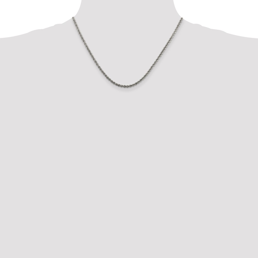 Sterling Silver Rhodium-plated 2.5mm Solid Rope Chain (QDR050R-18)