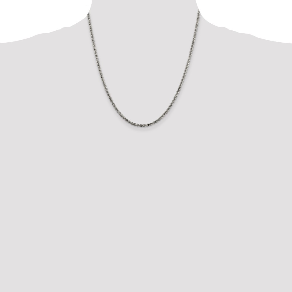 Sterling Silver Rhodium-plated 2.5mm Solid Rope Chain (QDR050R-20)