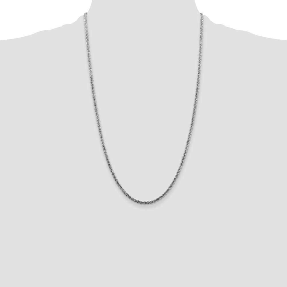 Sterling Silver Rhodium-plated 2.5mm Solid Rope Chain (QDR050R-26)