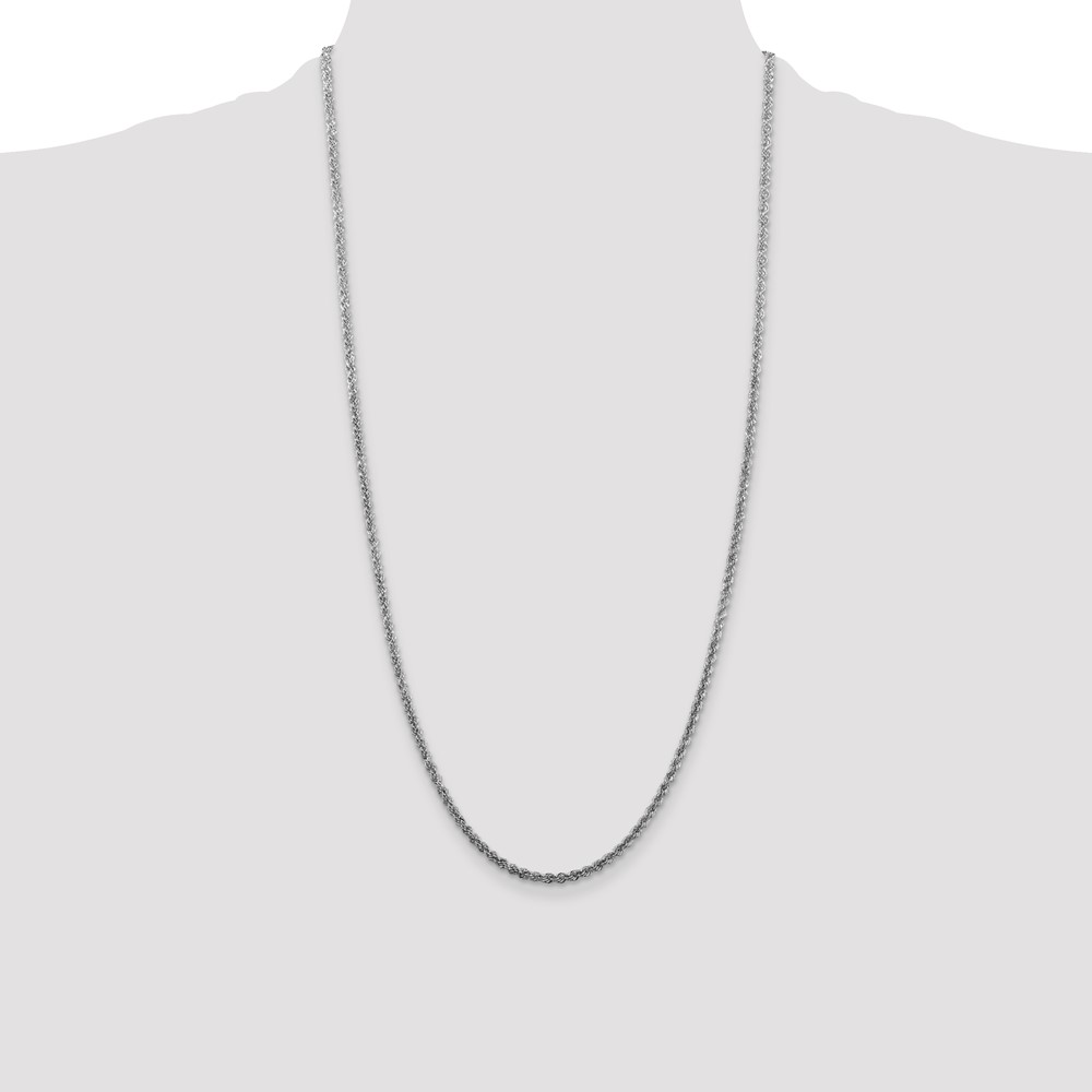 Sterling Silver Rhodium-plated 2.5mm Solid Rope Chain (QDR050R-28)