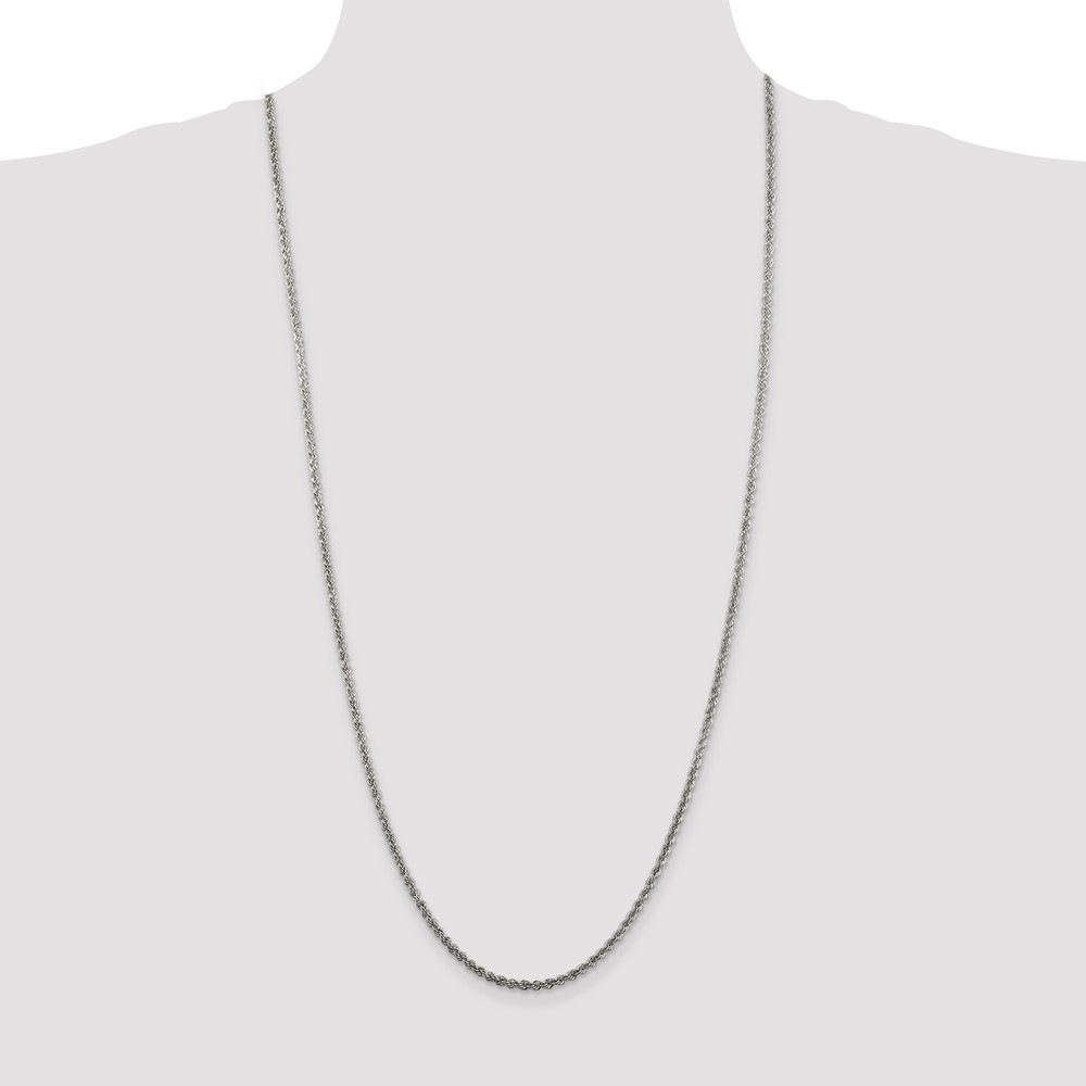 Sterling Silver Rhodium-plated 2.5mm Solid Rope Chain (QDR050R-30)