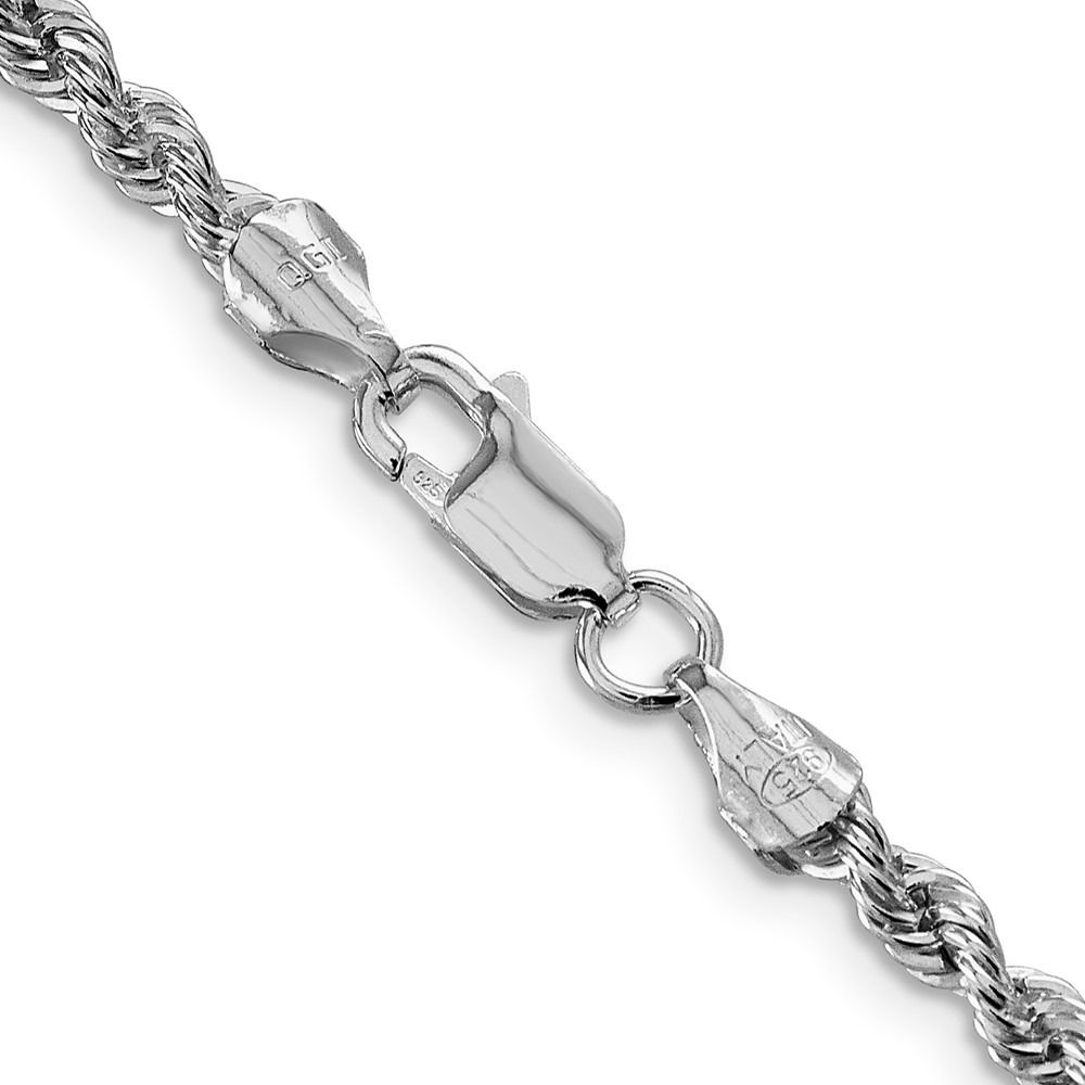 Sterling Silver Rhodium-plated 3mm Solid Rope Chain (QDR060R-18)