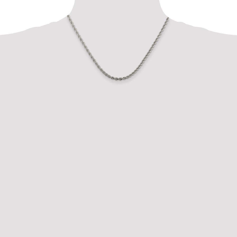 Sterling Silver Rhodium-plated 3mm Solid Rope Chain (QDR060R-18)