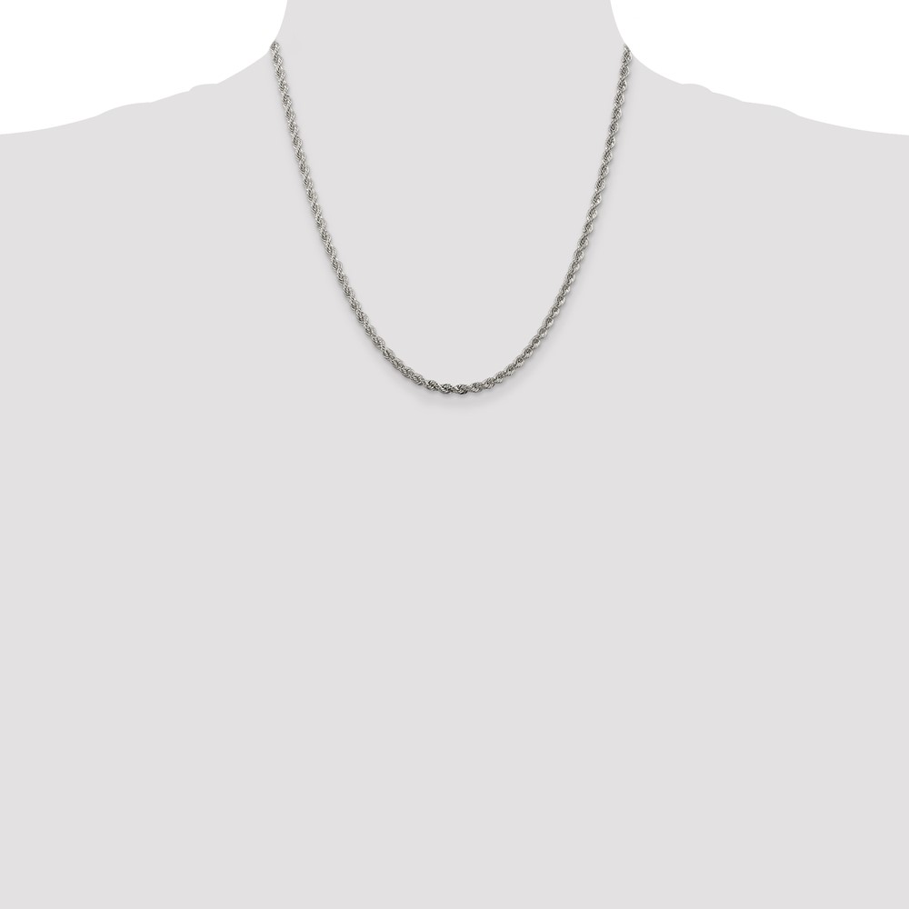 Sterling Silver Rhodium-plated 3mm Solid Rope Chain (QDR060R-20)