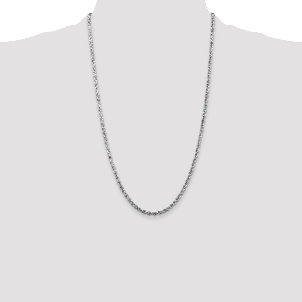 Sterling Silver Rhodium-plated 3mm Solid Rope Chain (QDR060R-26)