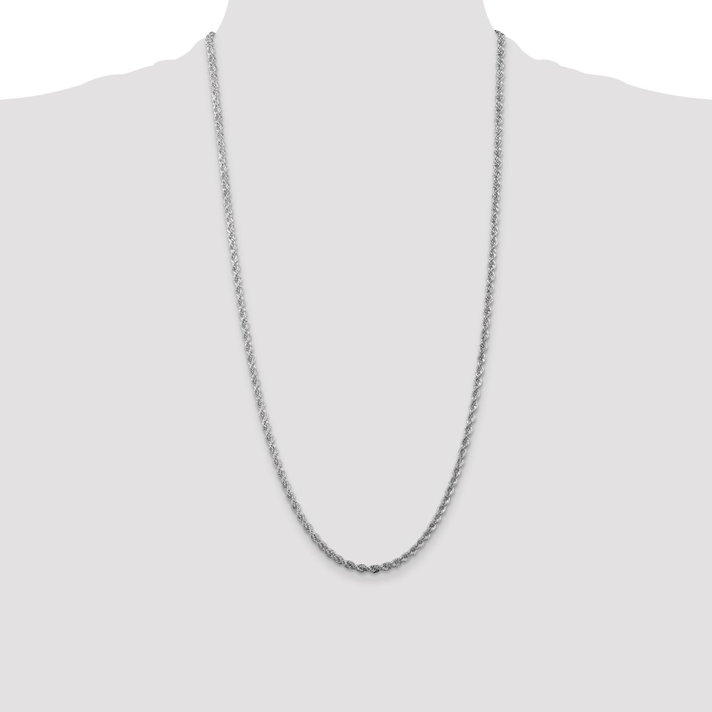 Sterling Silver Rhodium-plated 3mm Solid Rope Chain (QDR060R-28)