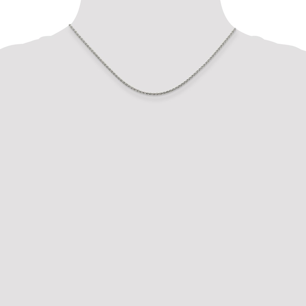 Sterling Silver Rhodium-plated 1.5mm Diamond-Cut Spiga Chain (QDS045R-16)