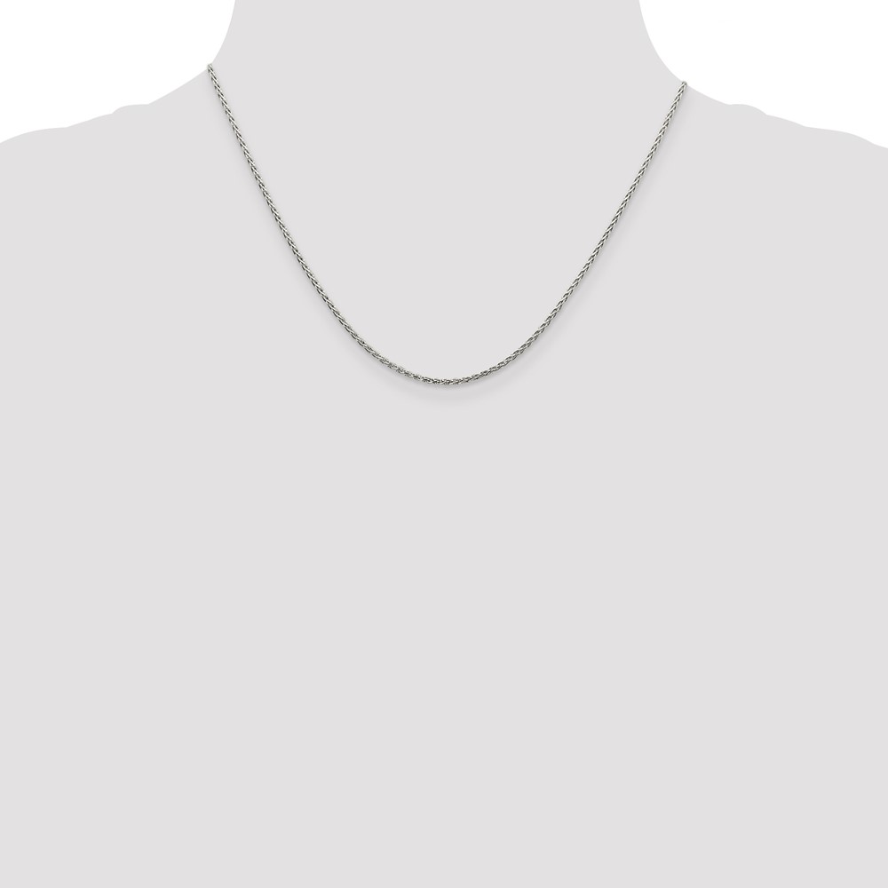 Sterling Silver Rhodium-plated 1.5mm Diamond-Cut Spiga Chain w/2in ext. (QDS045RH-18)