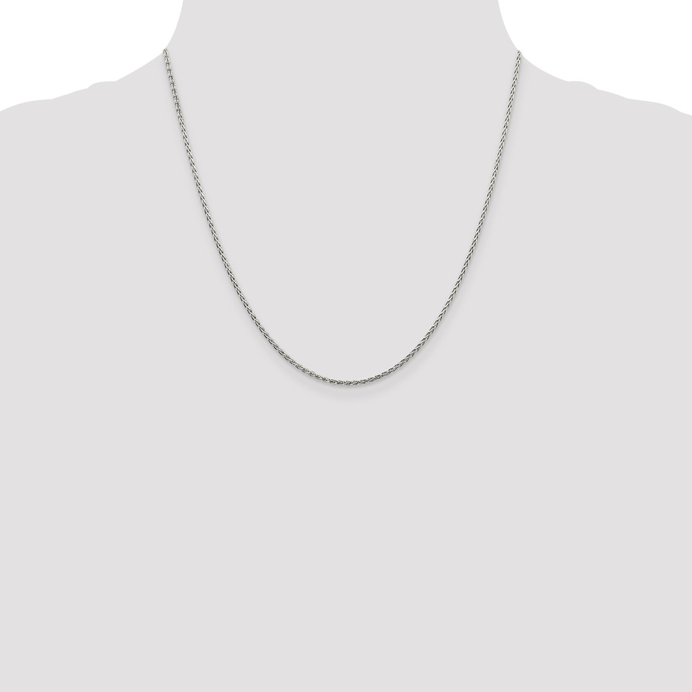 Sterling Silver Rhodium-plated 1.5mm Diamond-Cut Spiga Chain (QDS045R-20)