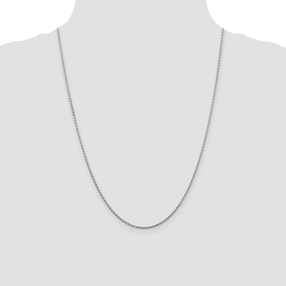 Sterling Silver Rhodium-plated 1.5mm Diamond-Cut Spiga Chain (QDS045R-24)