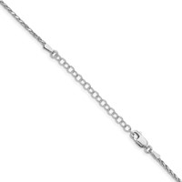 Sterling Silver Rhodium-plated 1.5mm Diamond-Cut Spiga Chain with Ext., 2" view 3