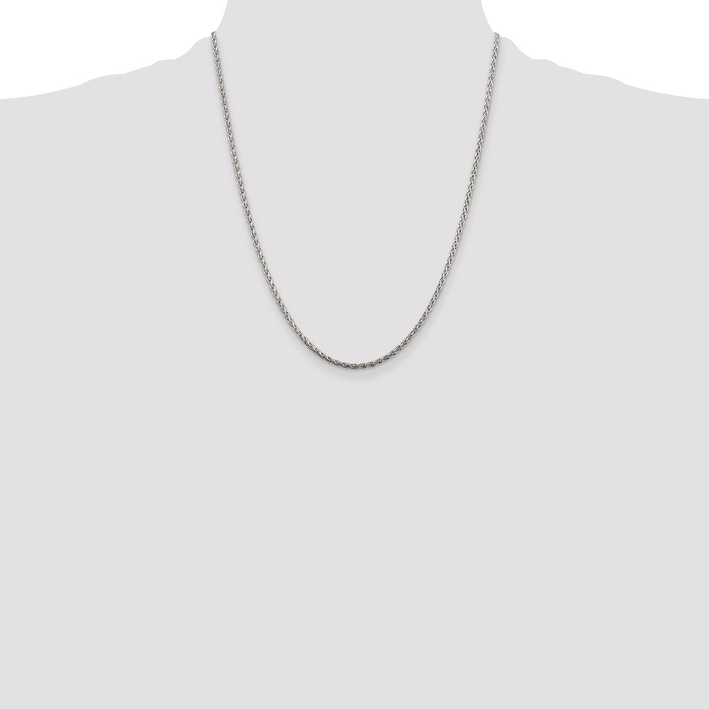 Sterling Silver 2mm Diamond-cut Spiga Chain w/4in ext. (QDS060E-22)
