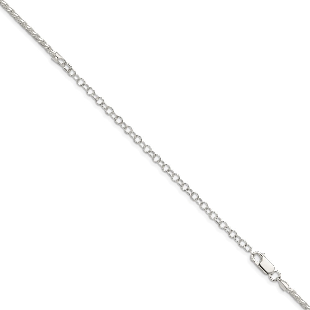 Sterling Silver 2mm Diamond-cut Spiga Chain w/4in ext. (QDS060E-22)