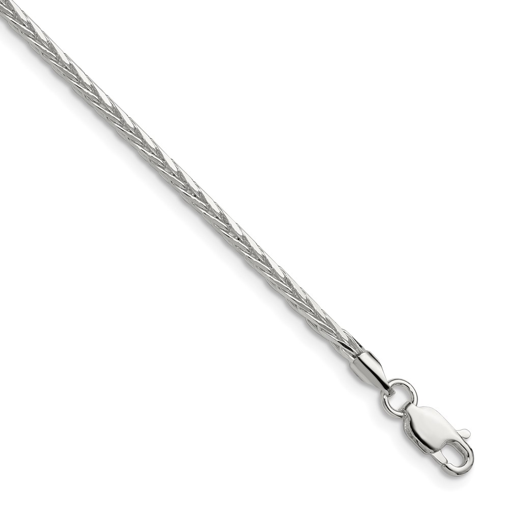Sterling Silver 2.5mm Diamond-cut Square Spiga Chain