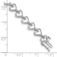 Sterling Silver Rhodium-plated Diam. Heart Bracelet view 3