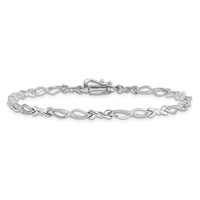 Sterling Silver Rhodium-plated Diam. Bracelet view 4
