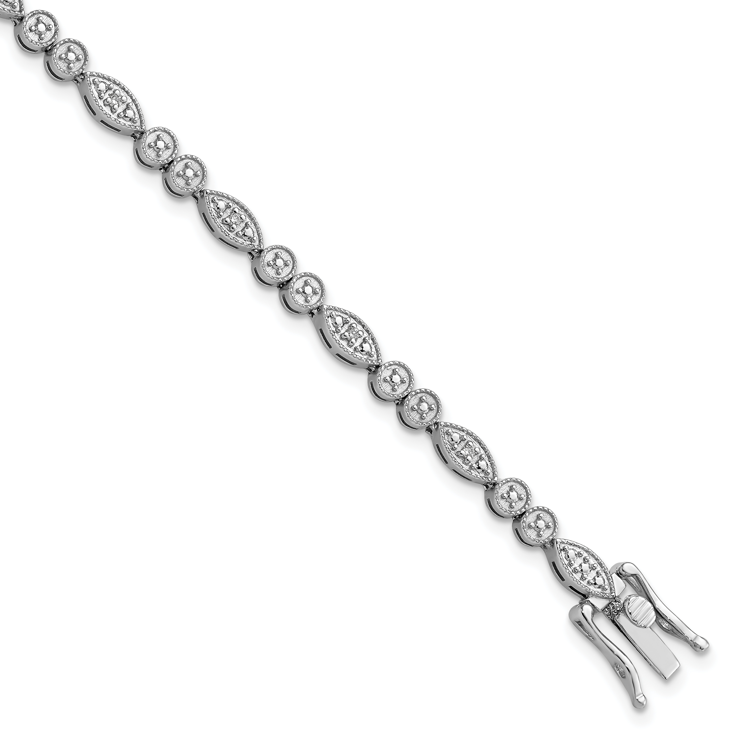 Sterling Silver Rhodium-plated Diam. Bracelet (QDX1030)