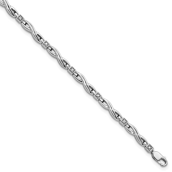 Sterling Silver Rhodium-plated Diam. Bracelet