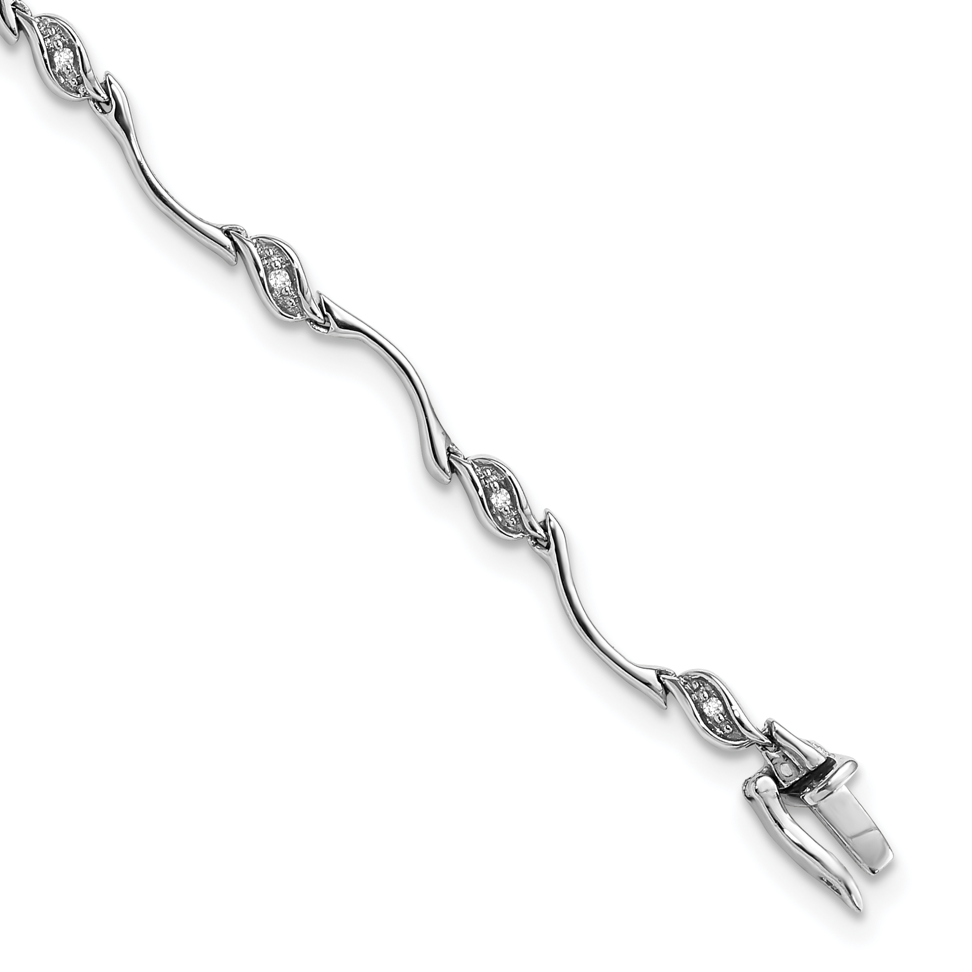 Sterling Silver Rhodium-plated Diam. Bracelet (QDX104)