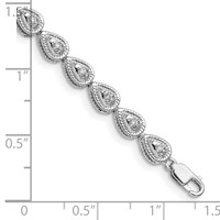 Sterling Silver Rhodium Plated Diamond Teardrop Link Bracelet view 3