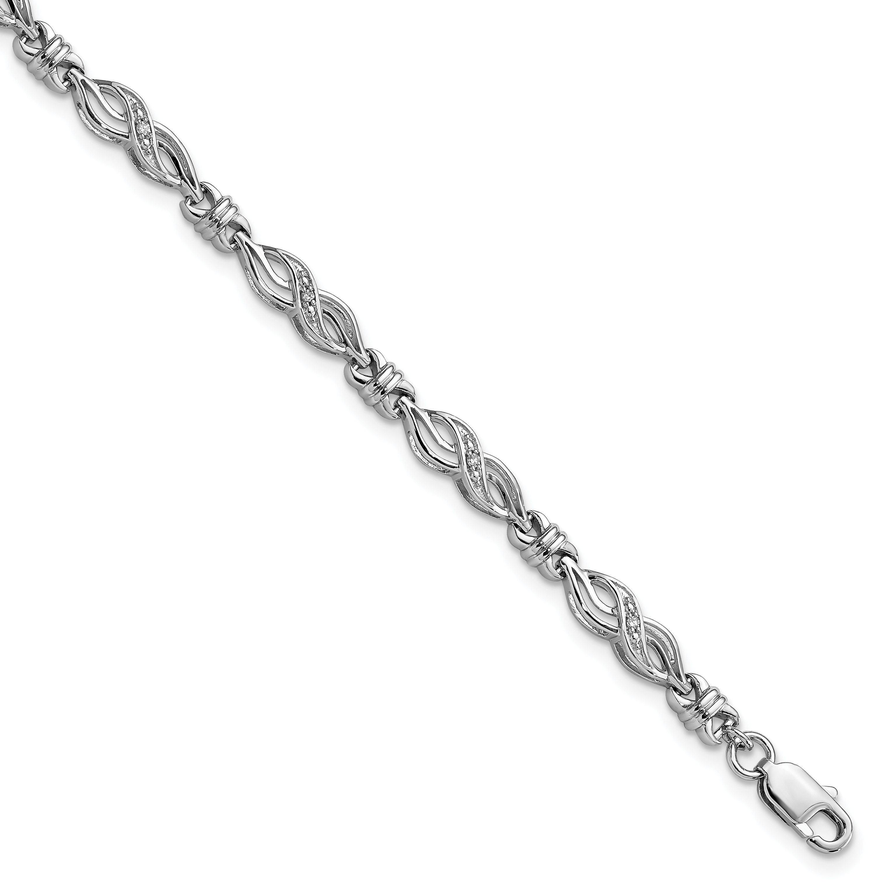 Sterling Silver Rhodium-plated Diam. Bracelet (QDX1051)
