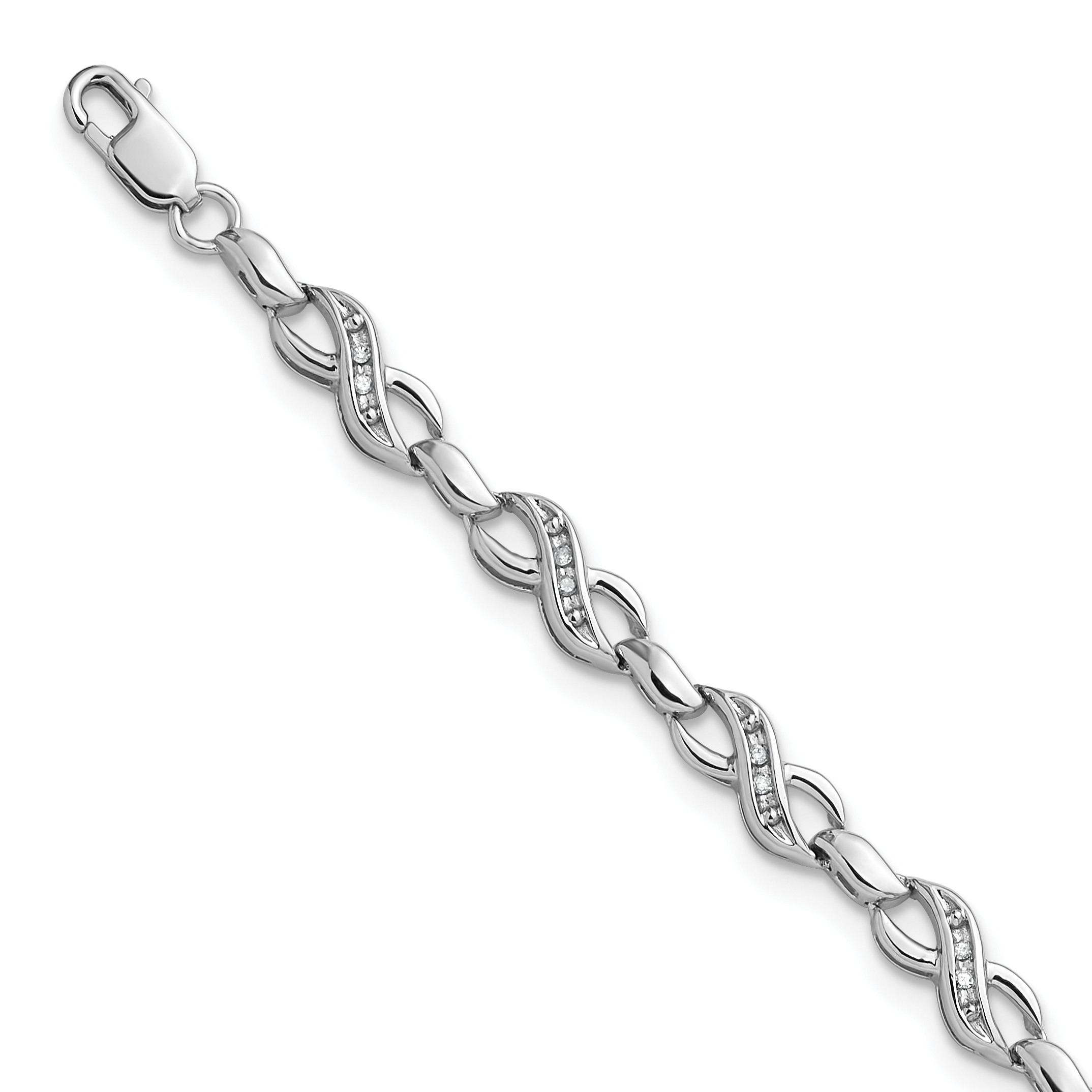 Sterling Silver Rhodium-plated Diam. Infinity Symbol Bracelet (QDX1053)