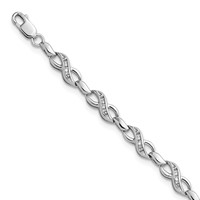 Sterling Silver Rhodium-plated Diam. Infinity Symbol Bracelet view 1
