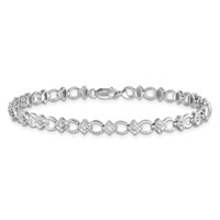 Sterling Silver Rhodium-plated Diam. Bracelet view 4