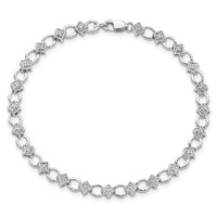 Sterling Silver Rhodium-plated Diam. Bracelet view 5