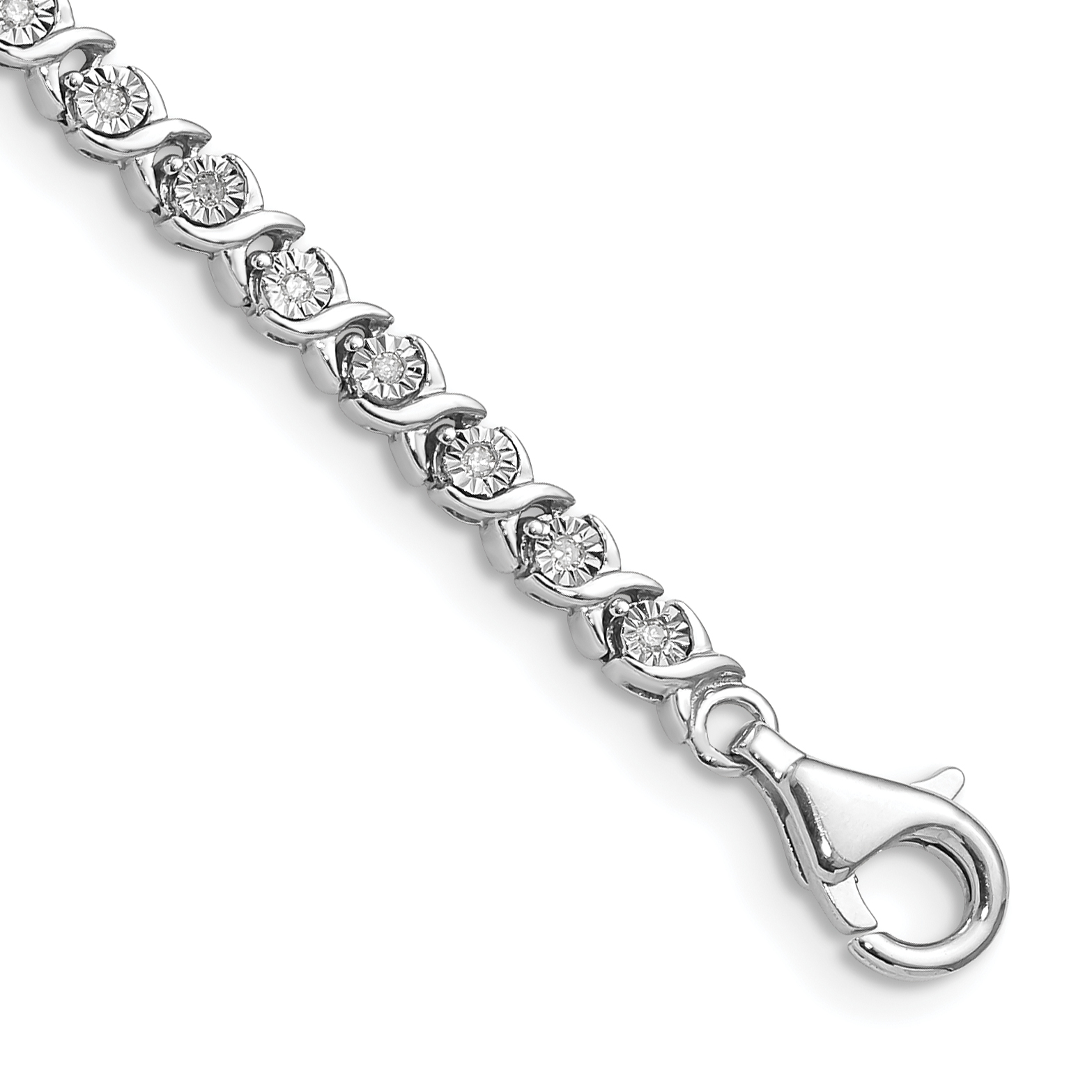 Sterling Silver Rhodium-plated Diam. Tennis Bracelet (QDX108)