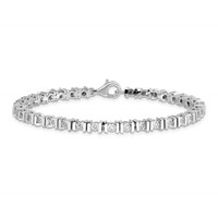 Sterling Silver Rhodium-plated Diam. Tennis Bracelet view 4