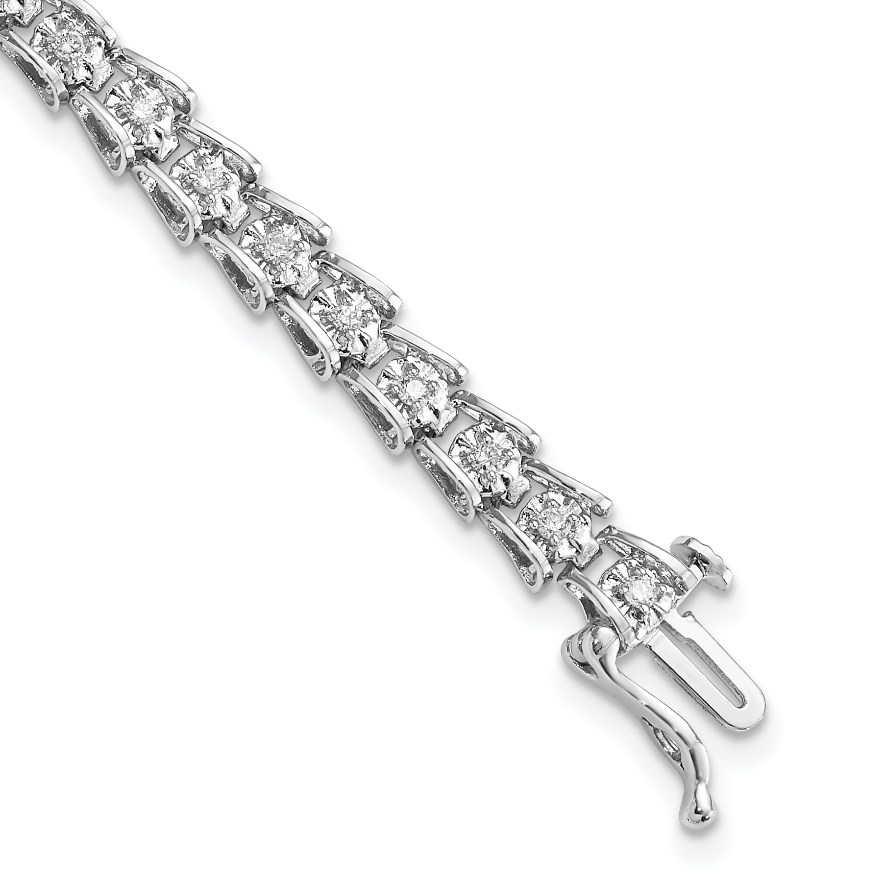 Sterling Silver Rhodium-plated Diam. Bracelet (QDX1091)