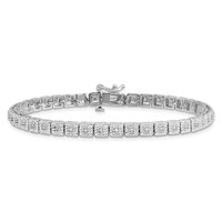Sterling Silver Rhodium Plated Diamond Bracelet view 3