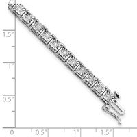 Sterling Silver Rhodium-plated Diam. Square Link Bracelet view 4