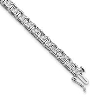 Sterling Silver Rhodium-plated Diam. Square Link Bracelet view 1