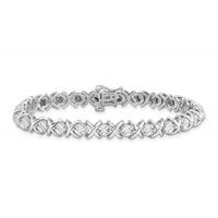 Sterling Silver Rhodium-plated Diam. X Bracelet view 4