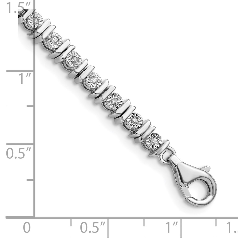 Sterling Silver Rhodium-plated Diam. Tennis Bracelet (QDX111)